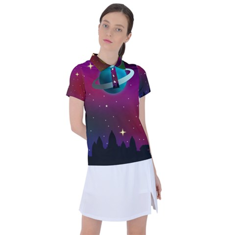 Asteroid Comet Star Space Aurora Women s Polo Tee by Wegoenart