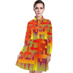 Code Binary System Long Sleeve Chiffon Shirt Dress by Wegoenart