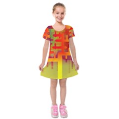 Code Binary System Kids  Short Sleeve Velvet Dress by Wegoenart