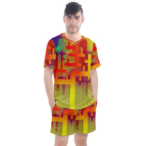 Code Binary System Men s Mesh Tee And Shorts Set by Wegoenart