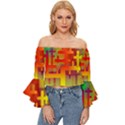 Code Binary System Off Shoulder Flutter Bell Sleeve Top View1