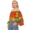 Code Binary System Off Shoulder Flutter Bell Sleeve Top View2