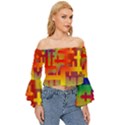 Code Binary System Off Shoulder Flutter Bell Sleeve Top View3