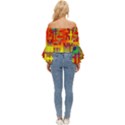 Code Binary System Off Shoulder Flutter Bell Sleeve Top View4