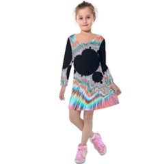 Fractal Abstract Background Kids  Long Sleeve Velvet Dress by Wegoenart