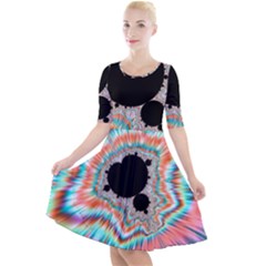 Fractal Abstract Background Quarter Sleeve A-line Dress by Wegoenart