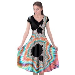 Fractal Abstract Background Cap Sleeve Wrap Front Dress by Wegoenart