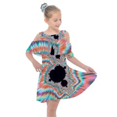 Fractal Abstract Background Kids  Shoulder Cutout Chiffon Dress by Wegoenart