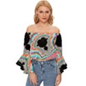 Fractal Abstract Background Off Shoulder Flutter Bell Sleeve Top View1