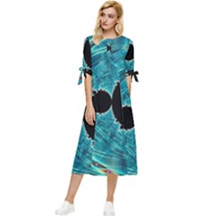 Mandelbrot Apple Fractal Abstract Bow Sleeve Chiffon Midi Dress by Wegoenart