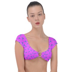 Pink And Blue, Cute Dolphins Pattern, Animals Theme Cap Sleeve Ring Bikini Top by Casemiro