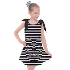 Striped-skull Demonic Skulls-stripe Kids  Tie Up Tunic Dress by Casemiro