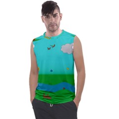 Frog Log Stream River Wallpaper Men s Regular Tank Top by Ravend