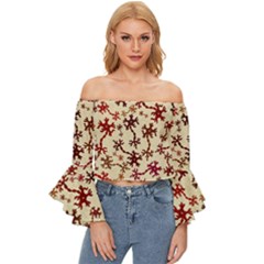 Neuron Nerve Cell Neurology Off Shoulder Flutter Bell Sleeve Top by Ravend