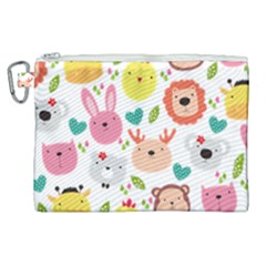 Cute Animals Cartoon Seamless Background Canvas Cosmetic Bag (xl) by danenraven