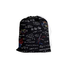 Black Background Text Overlay  Mathematics Formula Drawstring Pouch (medium) by danenraven