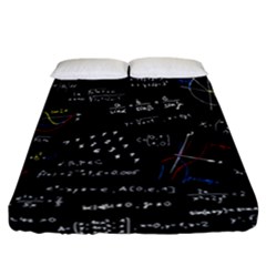 Black Background Text Overlay  Mathematics Formula Fitted Sheet (california King Size) by danenraven