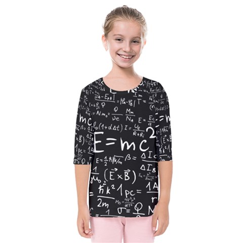 Science Einstein Formula Mathematics Physics Kids  Quarter Sleeve Raglan Tee by danenraven