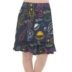 Seamless Outer Space Pattern Fishtail Chiffon Skirt by danenraven