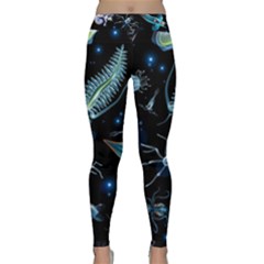 Colorful Abstract Pattern Consisting Glowing Lights Luminescent Images Marine Plankton Dark Classic Yoga Leggings by Ravend