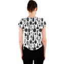 Wine Pattern Black White Crew Neck Crop Top View2