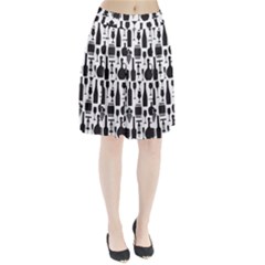 Wine Pattern Black White Pleated Skirt by Jancukart