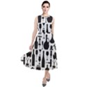 Wine Pattern Black White Round Neck Boho Dress View1