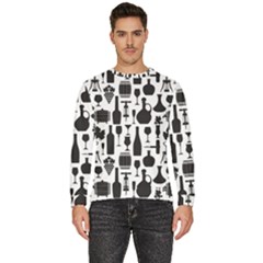 Wine Pattern Black White Men s Fleece Sweatshirt by Jancukart