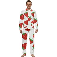 Seamless-pattern-fresh-strawberry Men s Long Sleeve Velvet Pocket Pajamas Set by Jancukart