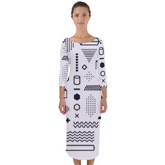 Pattern Hipster Abstract Form Geometric Line Variety Shapes Polka Dots Fashion Style Seamless Quarter Sleeve Midi Bodycon Dress by Jancukart