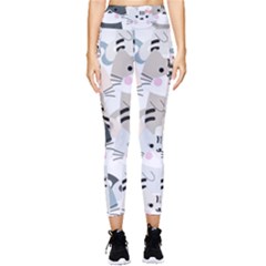 Cute-cat-couple-seamless-pattern-cartoon Pocket Leggings  by Jancukart