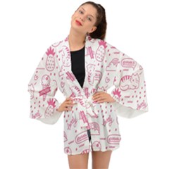 Cute-girly-seamless-pattern Long Sleeve Kimono