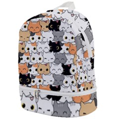 Cute-cat-kitten-cartoon-doodle-seamless-pattern Zip Bottom Backpack by Jancukart