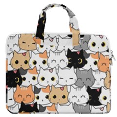 Cute-cat-kitten-cartoon-doodle-seamless-pattern Macbook Pro 13  Double Pocket Laptop Bag by Jancukart