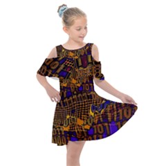 Binary Code Transformation Kids  Shoulder Cutout Chiffon Dress by Wegoenart