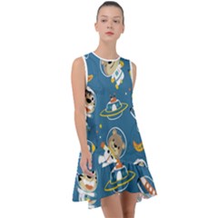 Seamless-pattern-funny-astronaut-outer-space-transportation Frill Swing Dress by Jancukart