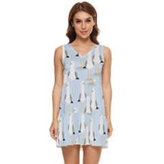 Cute-seagulls-seamless-pattern-light-blue-background Tiered Sleeveless Mini Dress by Jancukart