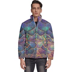 Dragon Fractal Pattern Texture Men s Puffer Bubble Jacket Coat by Wegoenart