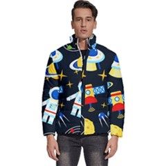 Space Seamless Pattern ---- Men s Puffer Bubble Jacket Coat by Wegoenart