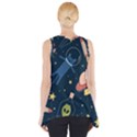 Seamless Pattern With Funny Alien Cat Galaxy Side Drop Tank Tunic View2