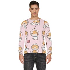 Set Kawaii Smile Japanese Dog Cartoon Men s Fleece Sweatshirt by Wegoenart