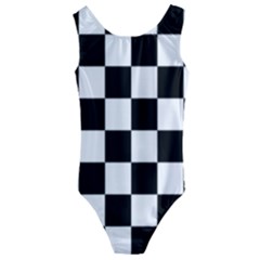 Chess Board Background Design Kids  Cut-out Back One Piece Swimsuit by Wegoenart