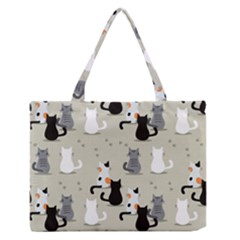 Cute-cat-seamless-pattern Zipper Medium Tote Bag by Wegoenart