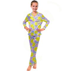 Purple Lemons  Kid s Satin Long Sleeve Pajamas Set by ConteMonfrey