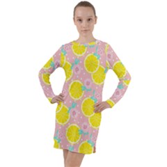 Pink Lemons Long Sleeve Hoodie Dress by ConteMonfrey