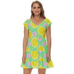 Green Lemons Short Sleeve Tiered Mini Dress