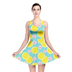 Blue Neon Lemons Reversible Skater Dress by ConteMonfrey