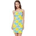 Blue neon lemons Summer Tie Front Dress View1