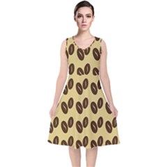 Coffee Beans V-neck Midi Sleeveless Dress  by ConteMonfrey