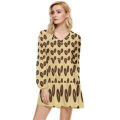 Coffee Beans Tiered Long Sleeve Mini Dress by ConteMonfrey